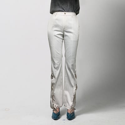 Braided Flare Jeans - White