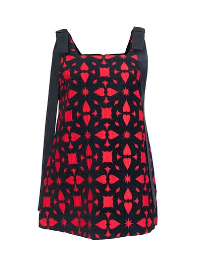 Big Bow Mini Dress in Black and Red
