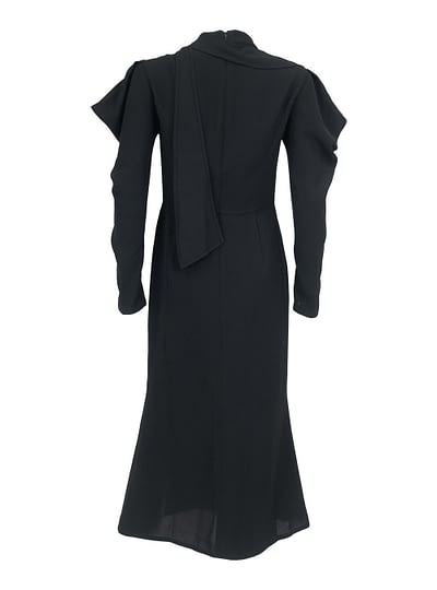 Black Scarf Frill Long Dress 3